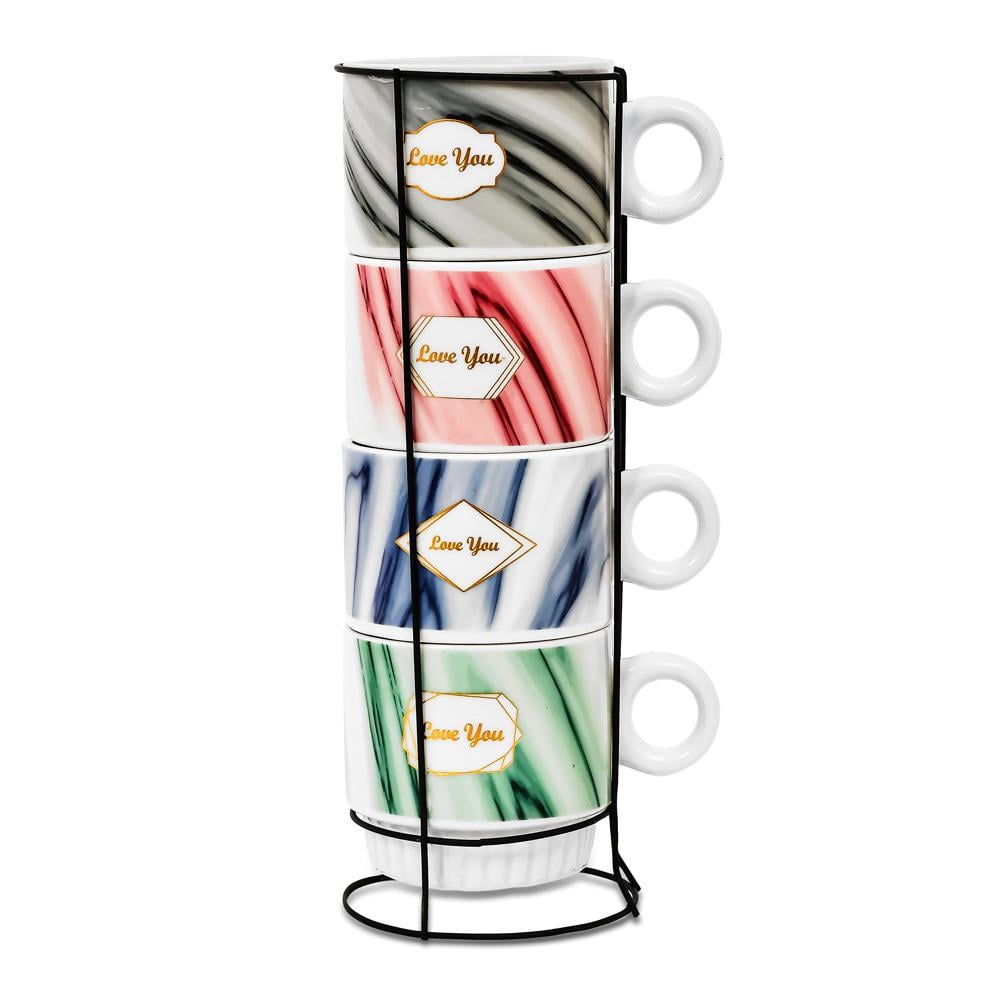 Чашки на підставці Love you 5 пр. 220 мл (R93948) - фото 1 Чашки на підставці Love you 5 пр. 220 мл (R93948) - фото 1