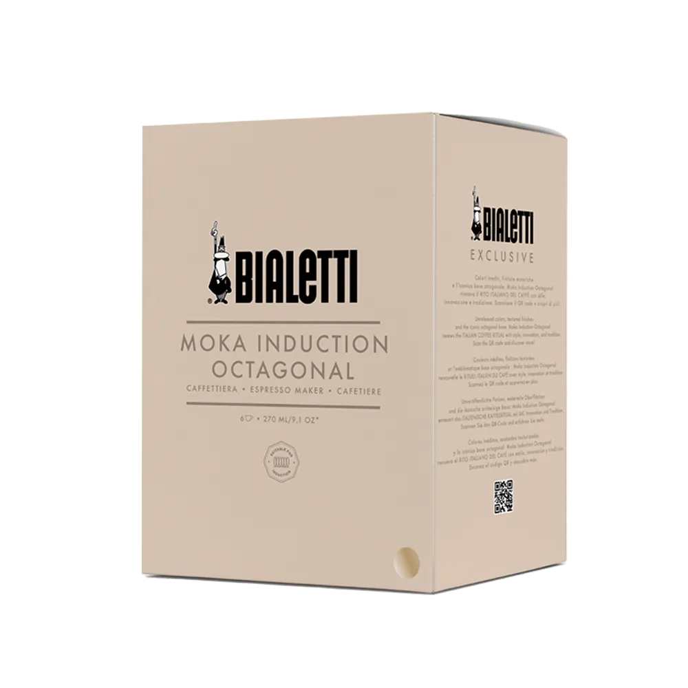 Гейзерная кофеварка Bialetti Moka Exclusive Octagonal Induction 6 CUPS Desert (0009078) - фото 2 Гейзерная кофеварка Bialetti Moka Exclusive Octagonal Induction 6 CUPS Desert (0009078) - фото 2