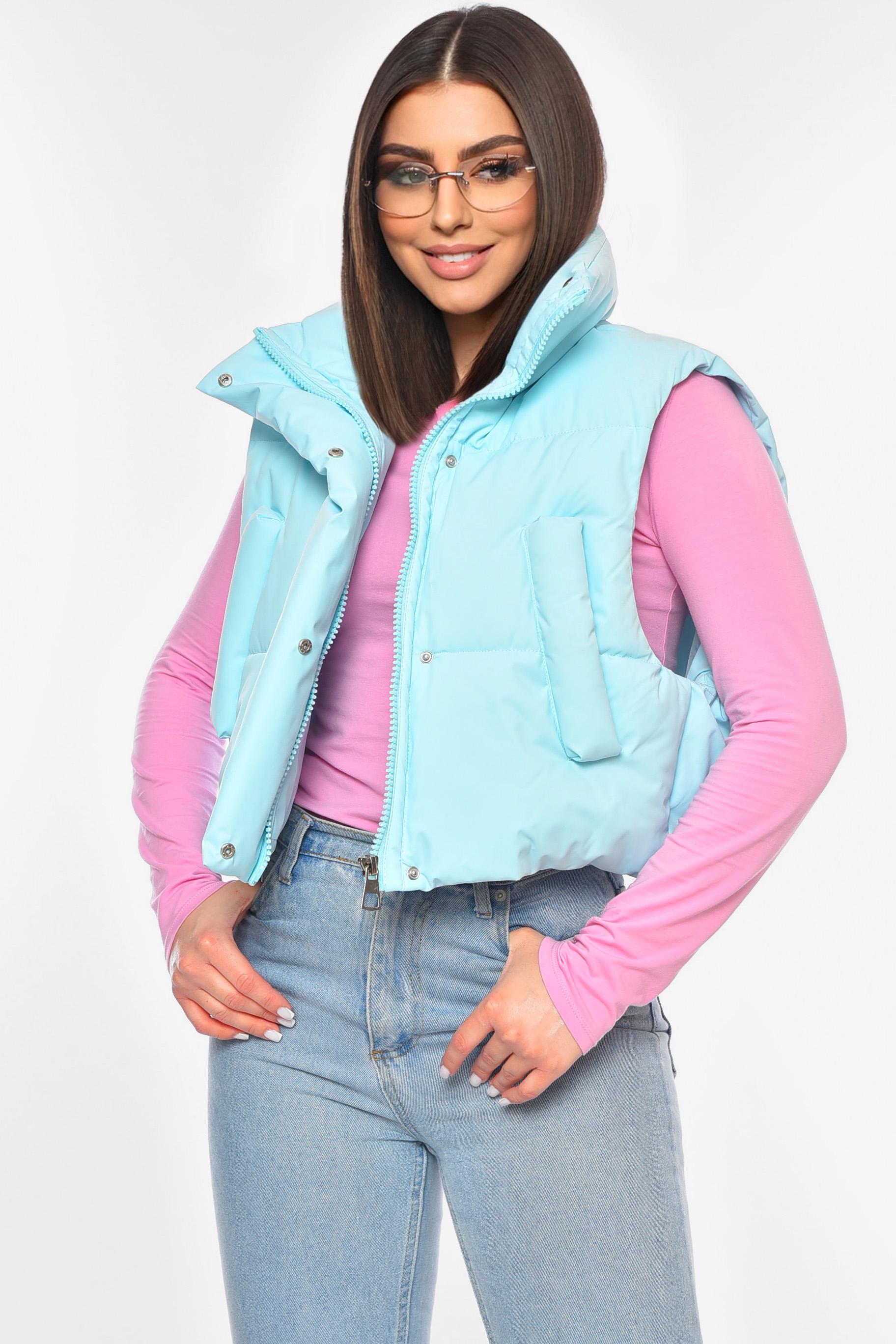 Жилетка жіноча однотонна 200560 M Блакитний