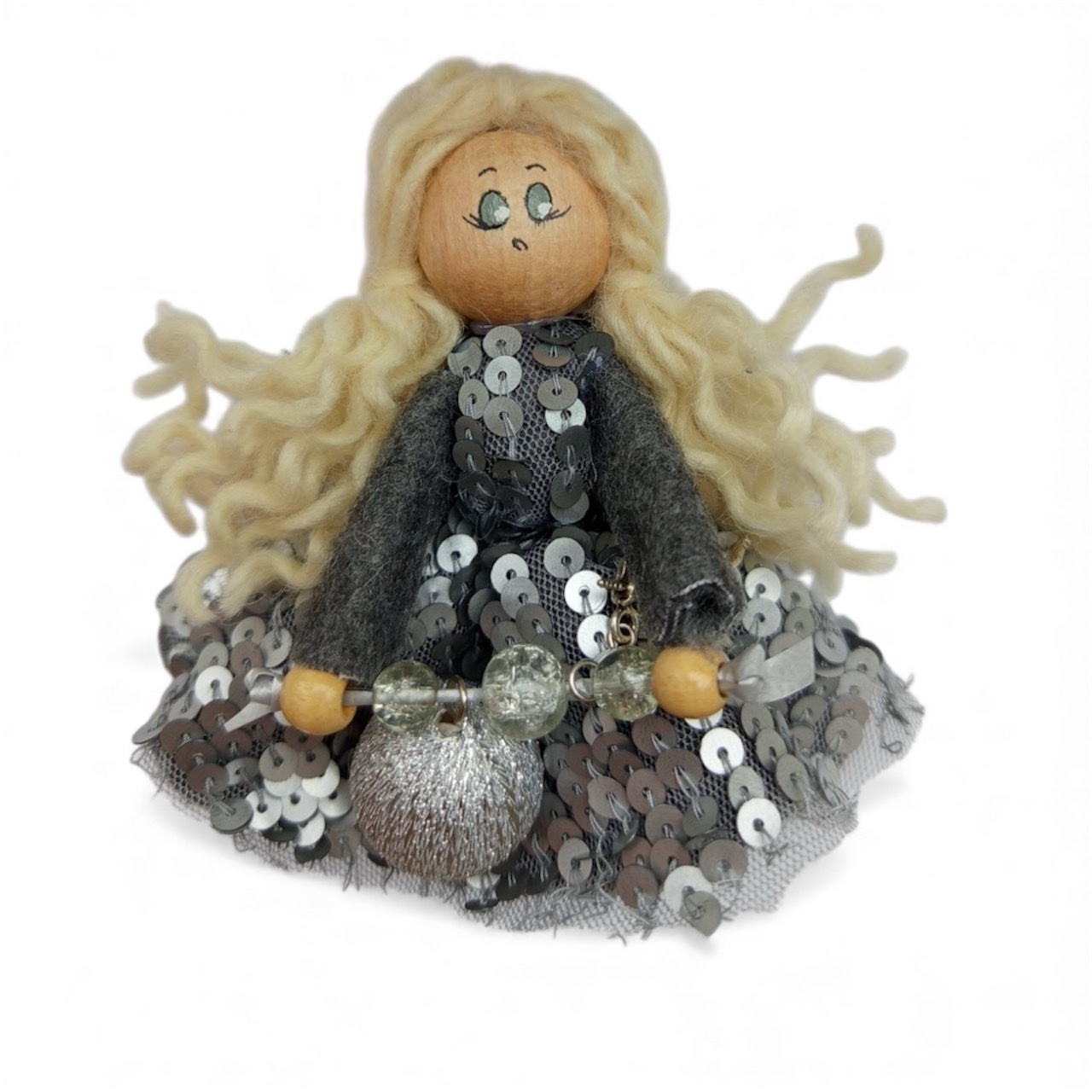 Игрушка-украшение елочная Кукла Морская волшебница 11х10х10 см Коричневый (31301832)