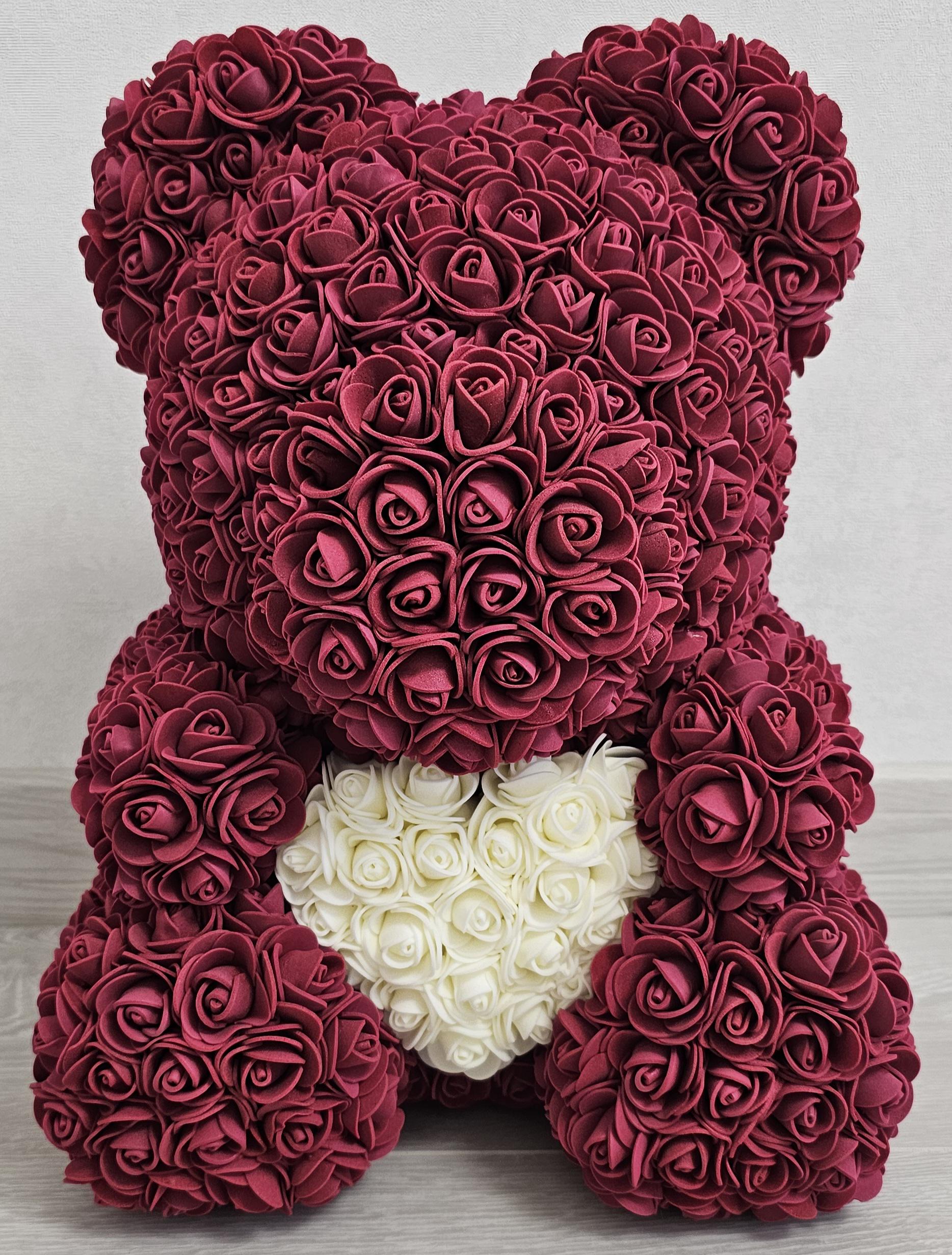 Мишка из искусственных роз T-PACK 40 см Бордовый (14951143) - фото 4 Мишка из искусственных роз T-PACK 40 см Бордовый (14951143) - фото 4