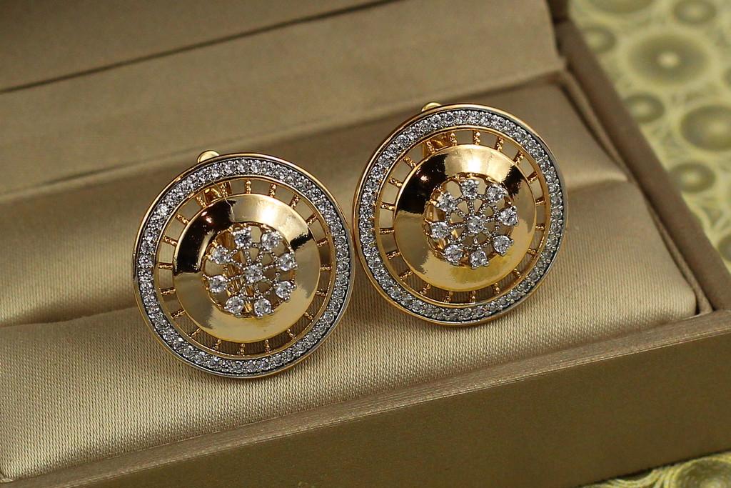 Серьги Xuping Jewelry Чикаго с родием 2,1 см Золотистый (2577382424)