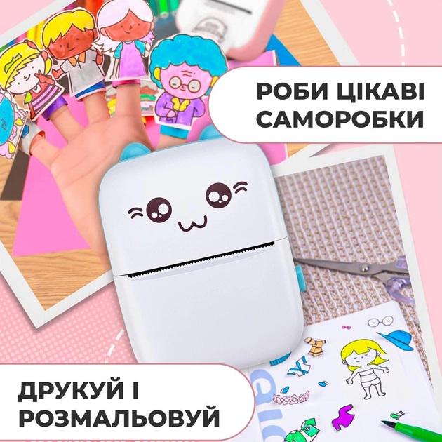 Принтер портативный Mini printer с термопечатью детский Голубой (b61cceb8) - фото 4