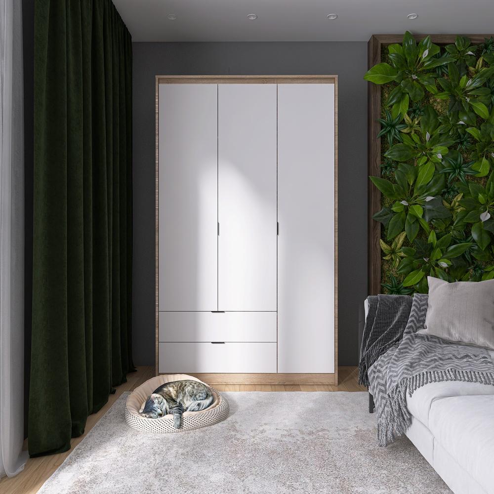 Шкаф распашной для одежды с выдвижными ящиками Эверест Сити-1200 120,2x50x204,6 см Дуб сонома/Белый (EVR-071126)