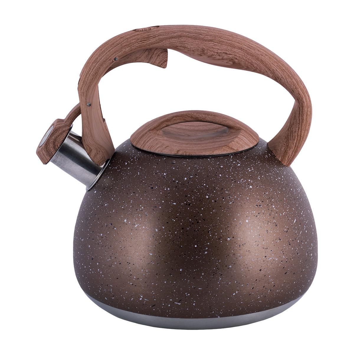 Чайник Kamille Vizo із свистком із нержавіючої сталі 2,8 л Коричневий Чайник Kamille Vizo із свистком із нержавіючої сталі 2,8 л Коричневий