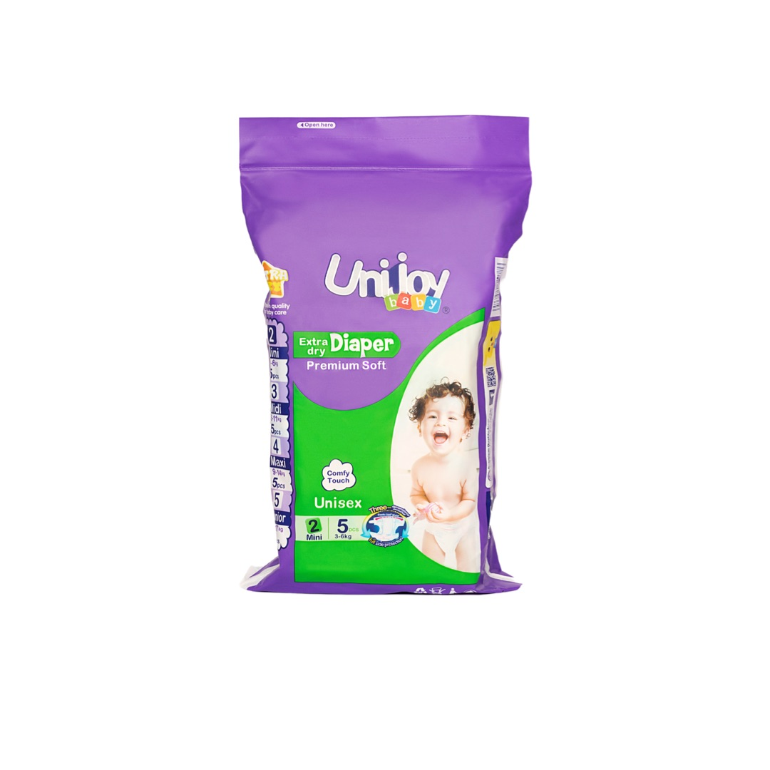 Підгузки UNIJOY Soft Diapers ультратонкі органічні 5 шт. S 3-6 кг (DS5) - фото 1