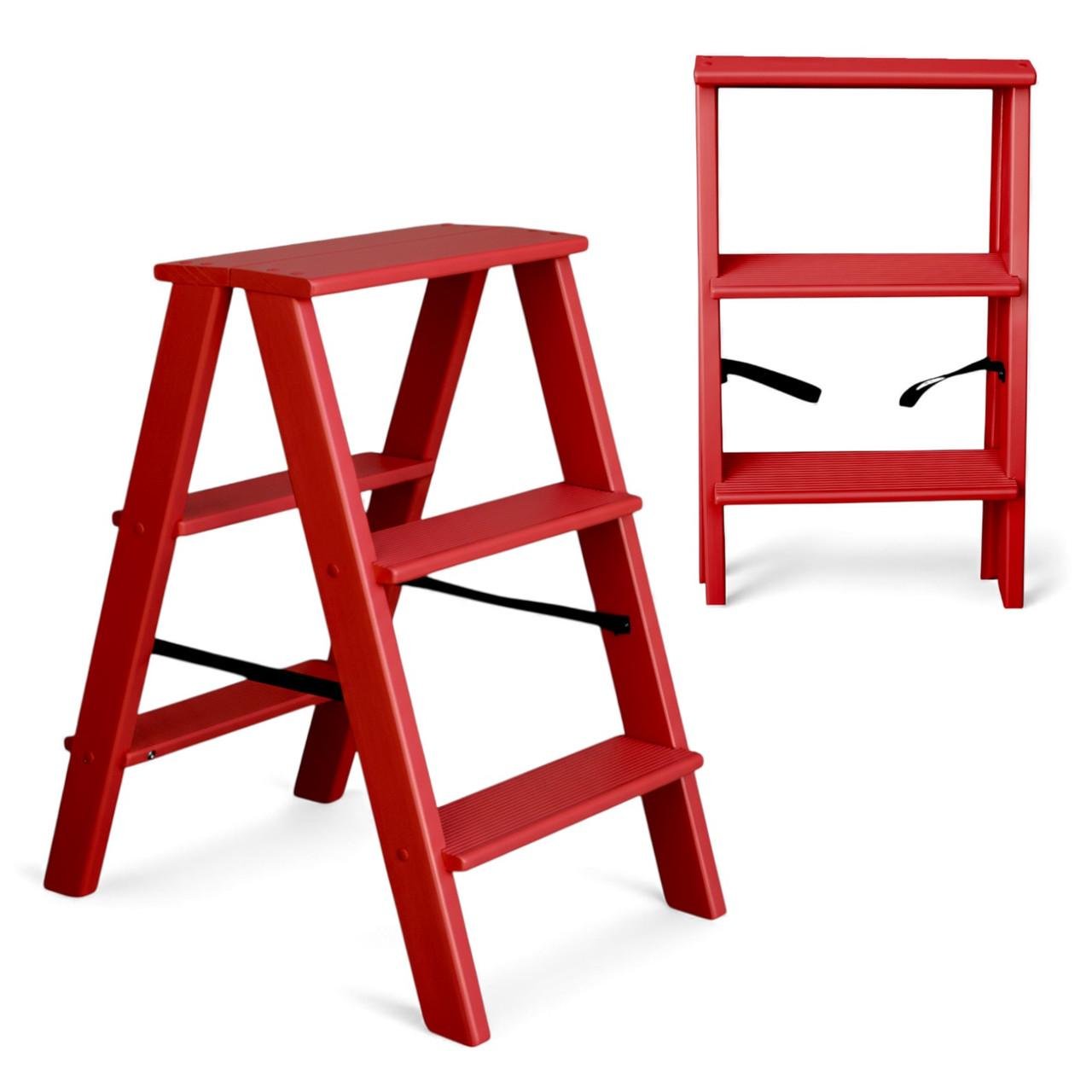 Табурет-лестница деревянный Студія Дерева Вільха Вестерн бытовой двусторонний 3 ступеньки Красный (31002859) - фото 3 Табурет-лестница деревянный Студія Дерева Вільха Вестерн бытовой двусторонний 3 ступеньки Красный (31002859) - фото 3