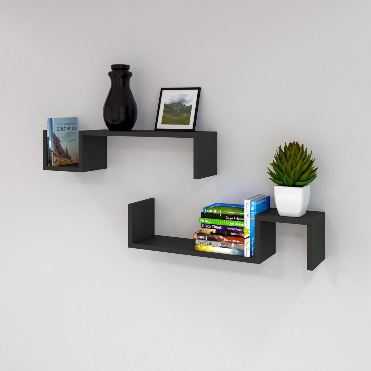 Комплект навесных полок Halle 650x150x150 мм Антрацит (mh-halle-antracit)