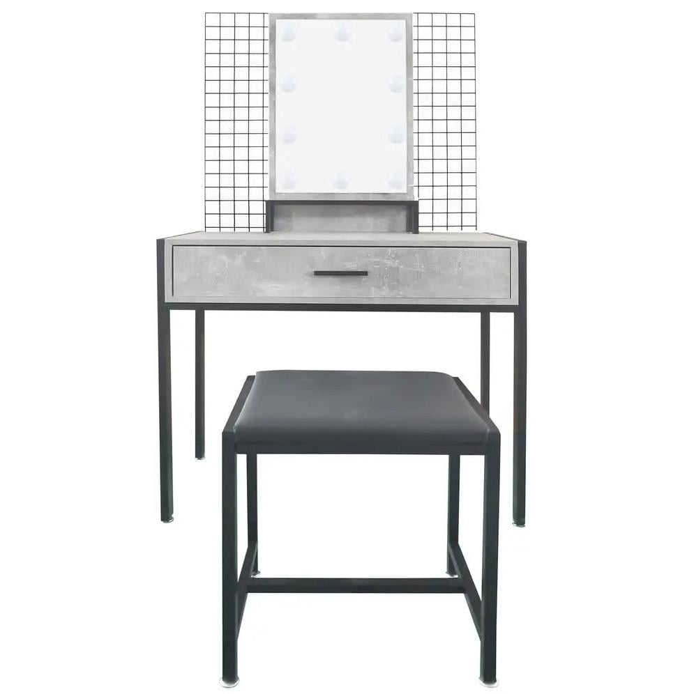 Туалетный столик и табурет AVKO ADT21 с подсветкой Beton (45212121_12kT) Туалетный столик и табурет AVKO ADT21 с подсветкой Beton (45212121_12kT)