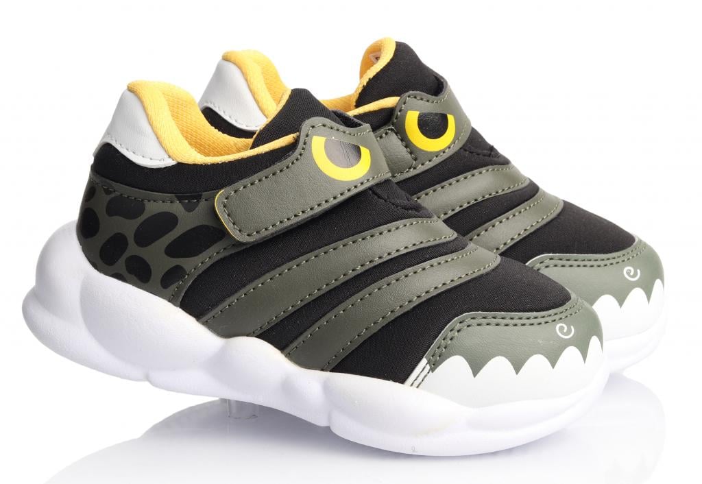 Кроссовки для мальчиков 1578 в сетку р. 21 Черно-зеленый