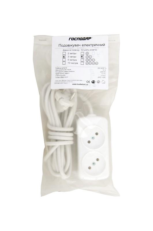 Подовжувач Господар 2 розетки 3 м (94-0051) - фото 2 Подовжувач Господар 2 розетки 3 м (94-0051) - фото 2