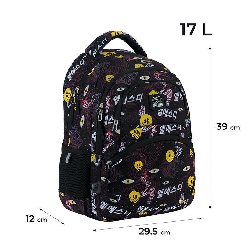 Рюкзак GoPack Education Emoji 39x29,5x12 см 17 л Черный (GO24-175M-8) - фото 9