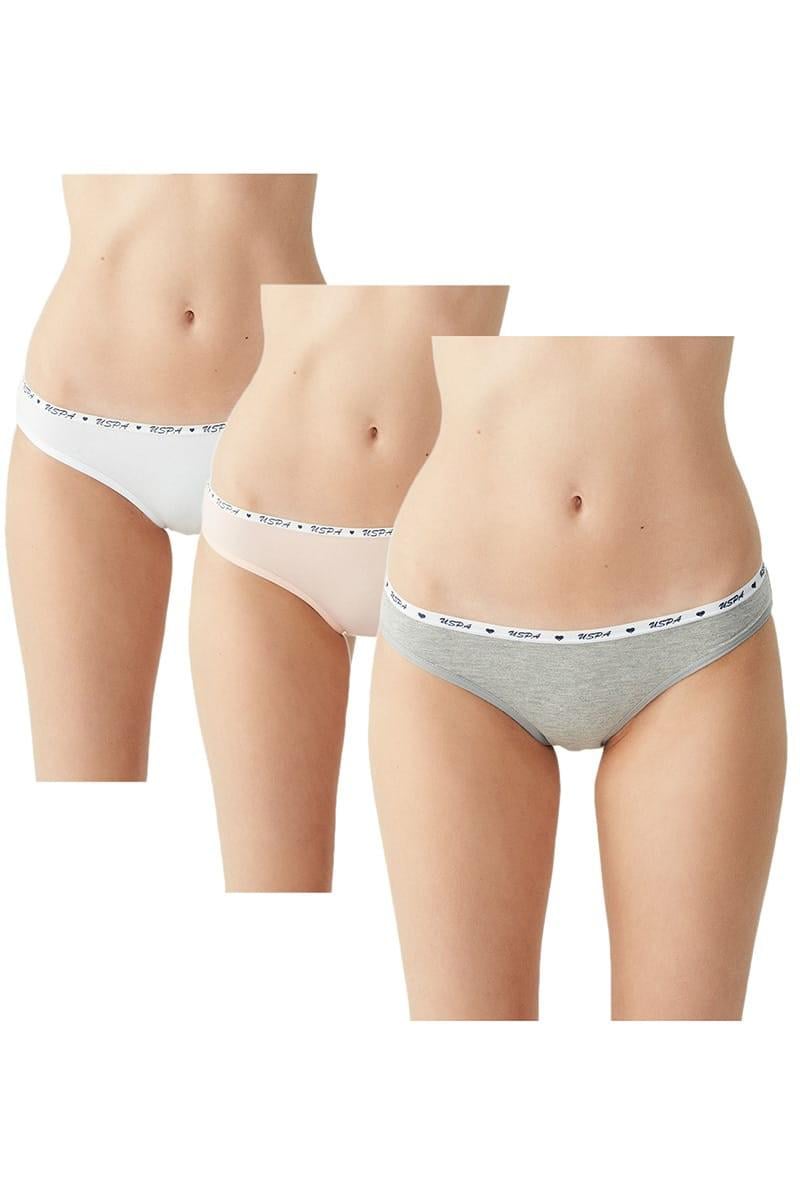 Трусики слип U.S. Polo ASSN р. 2/S 3 шт. Белый/Розовый/Серый (67926)