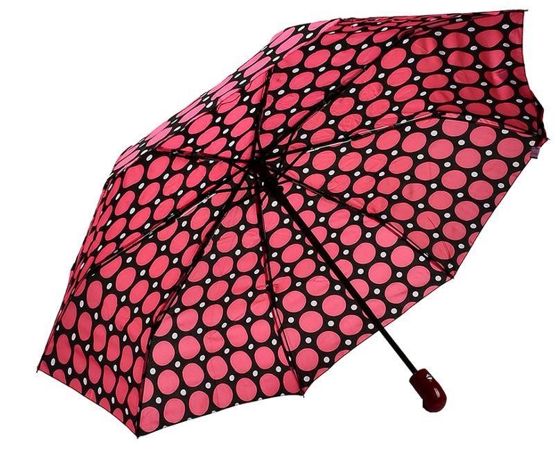 Парасолька складна автомат Dots 8 спиць купол 95 см Red (28915387) - фото 2