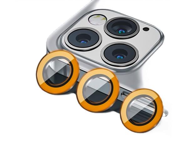 Люминисцентное гибкое стекло HD Camera Film на заднюю камеру для iPhone 15 Pro (светится в темноте) Оранжевый
