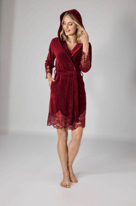 Халат женский Nusa 0415 хлопок/бамбук S Бордовый