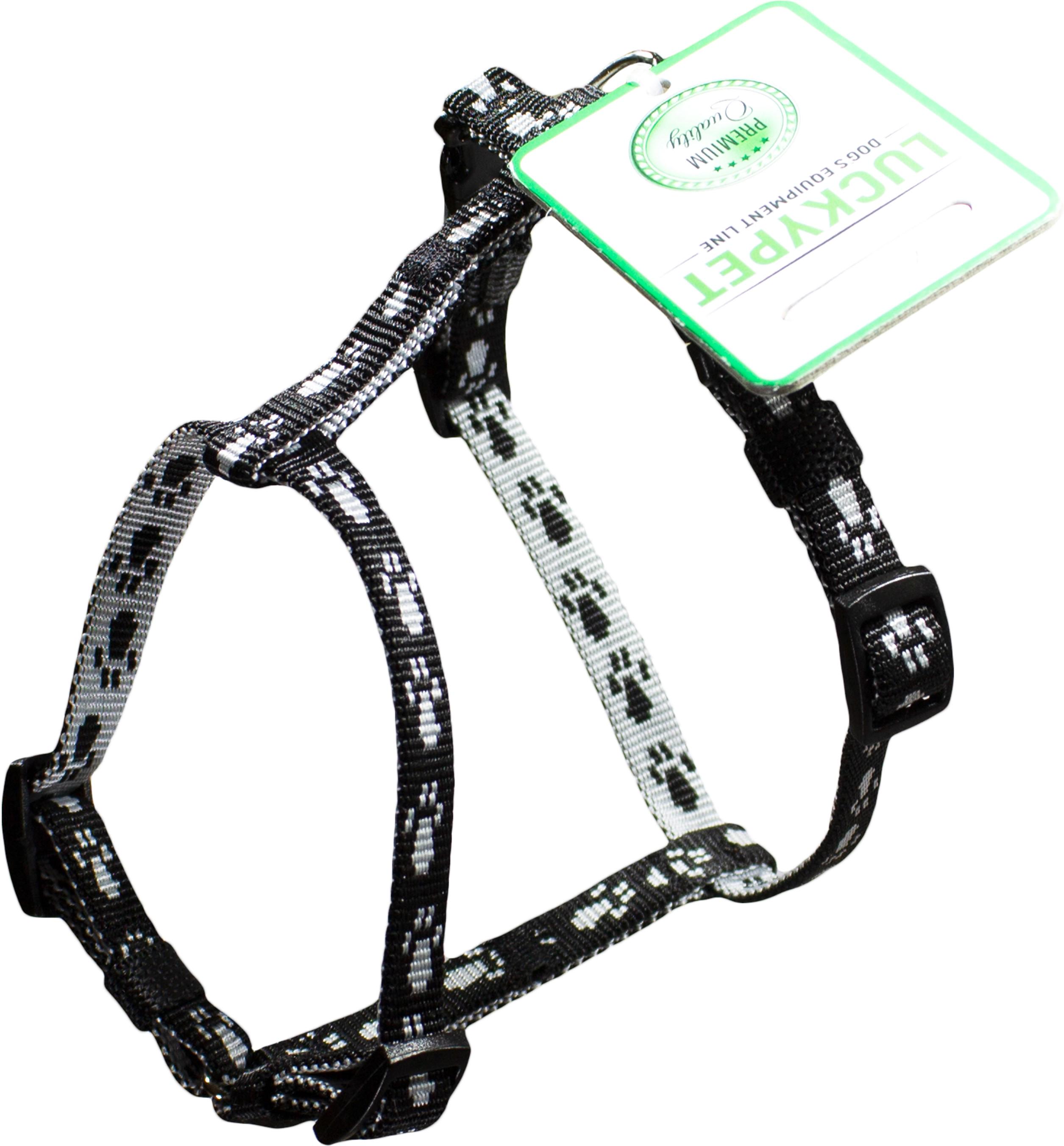 Нагрудник капроновый Lucky Pet Лапки Н-образный 2/40-60/58-80 см Черный/Серый (4820268550248)