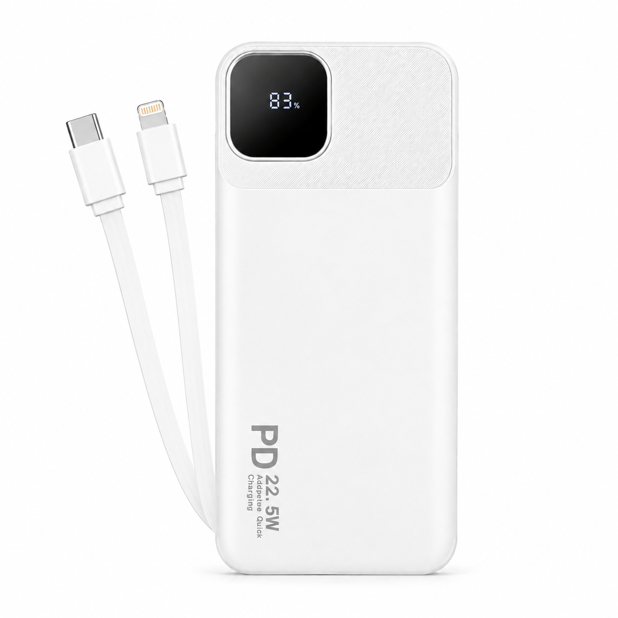 Повербанк Foyu QC с 2 встроенными кабелями Type-C/Lightning/фонарем 22,5 Вт 30000 mAh Белый (261c8be2)