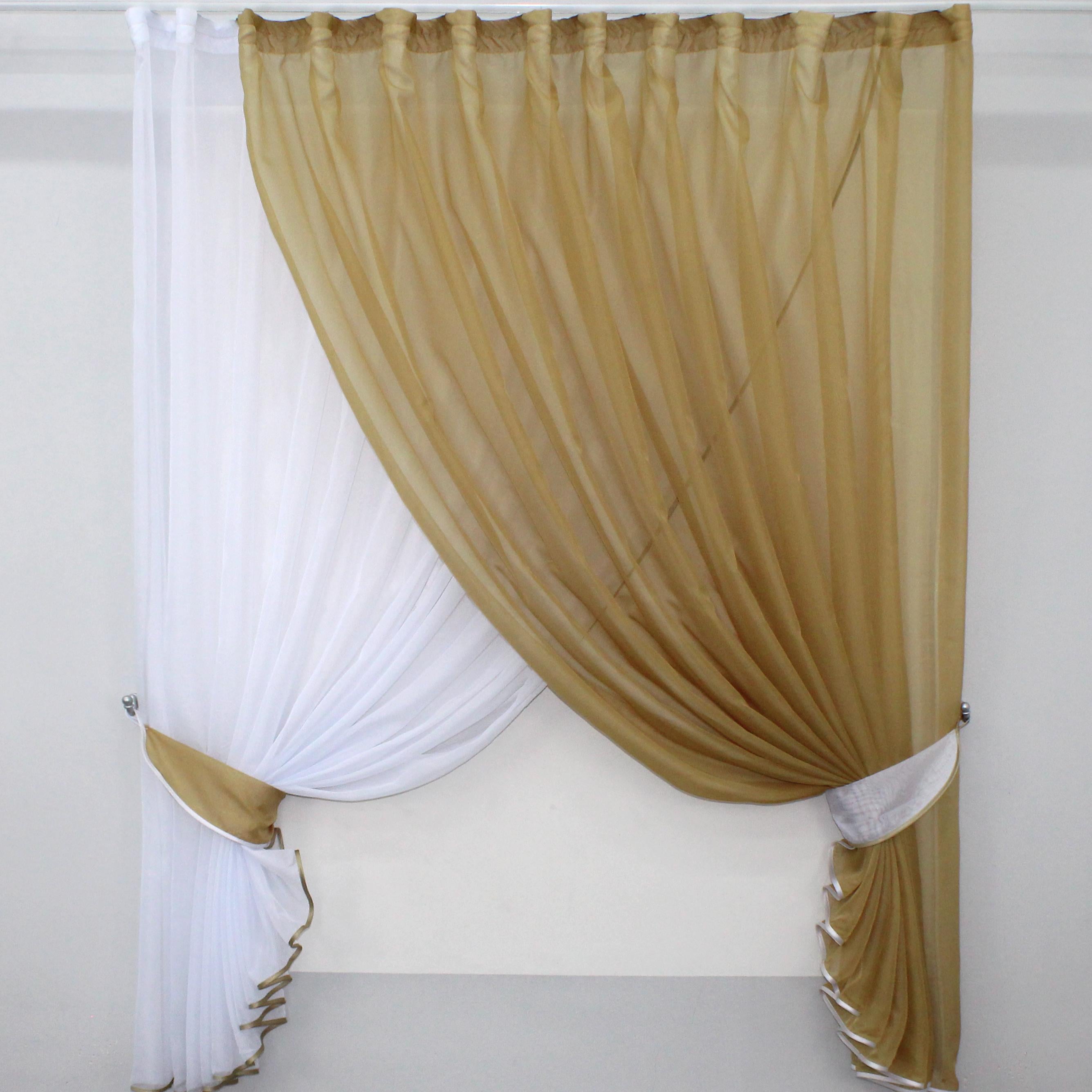 Шторы кухонные VR-Textil №060к Дуэт с подвязками 330х170 см Бежевый (50-628)