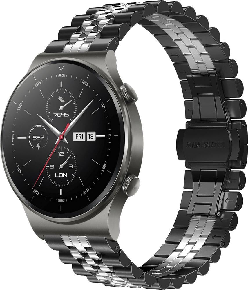Браслет металлический Stech Line для Huawei Watch GT 2 Pro Black Silver (29143-03)