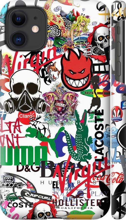 Чехол на iPhone 11 Many different logos (4022c-1722-42517)