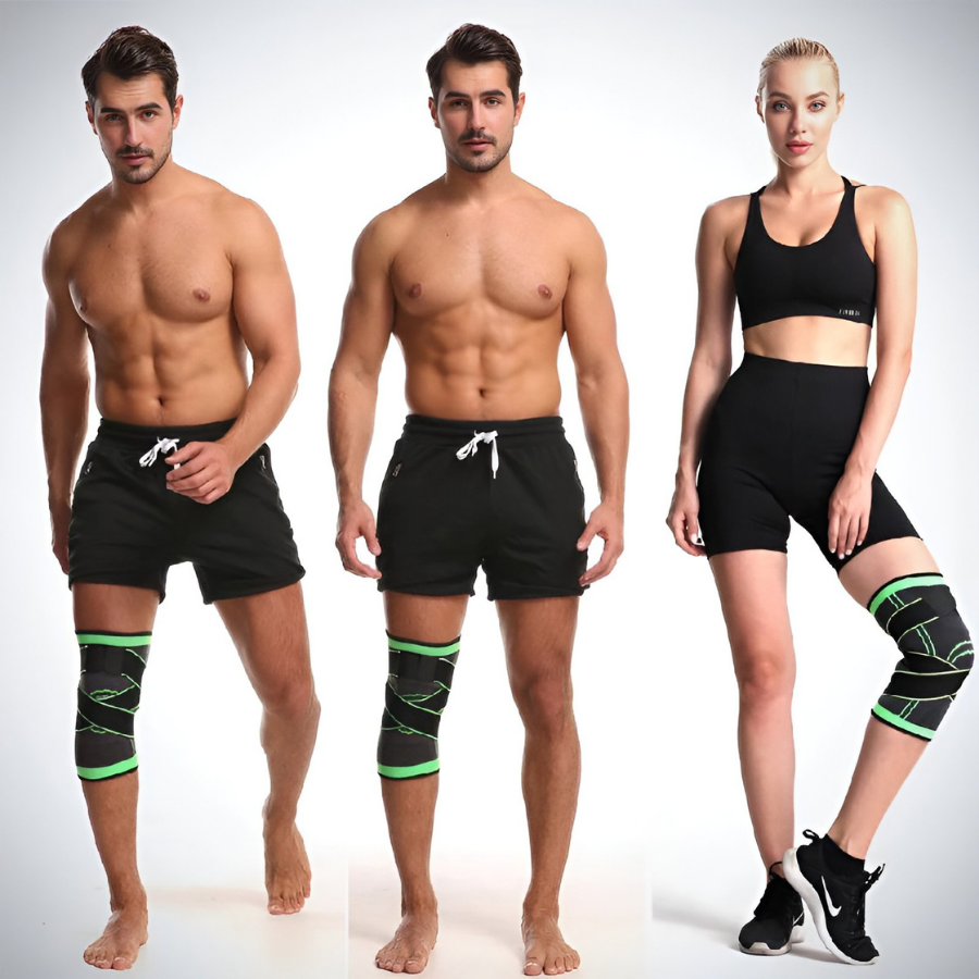 Бандаж для колінного суглоба Knee Support еластичний підтримуючий для заняття спортом Чорний із зеленим - фото 10