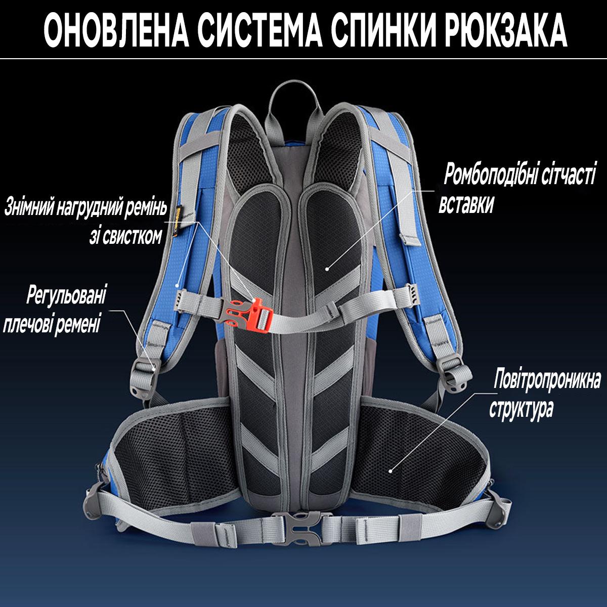 Туристический велорюкзак Rhinowalk RK8202BK 12 л Ripstop Черный (RWK-RK8202BK-4514) - фото 5