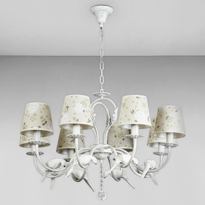 Люстра подвесная с абажуром Light House SH-18218/8 770х770х950 мм E14х8 Белый