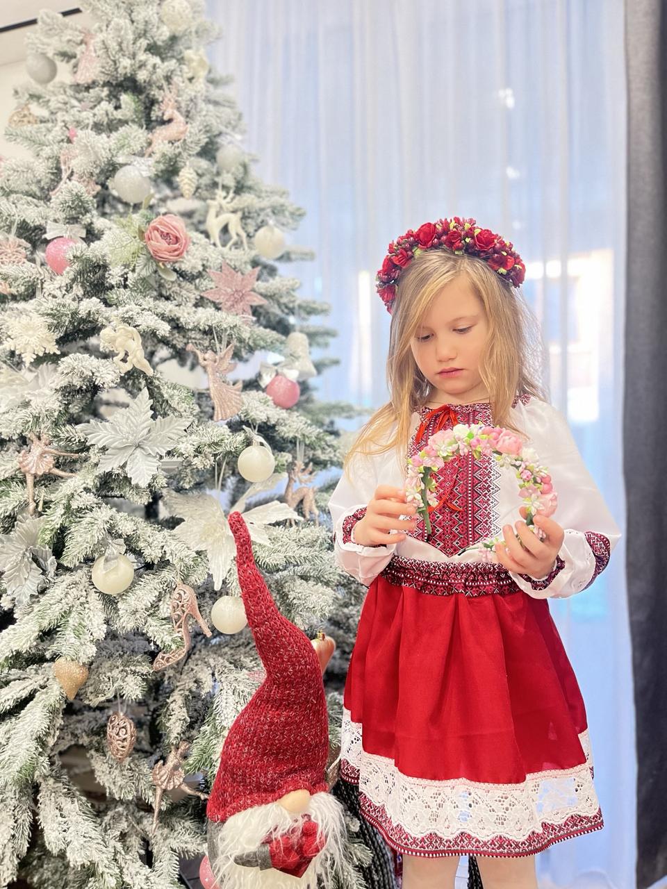 Костюм вышиванка для девочки Классический 104-110 см Белый с красным - фото 6