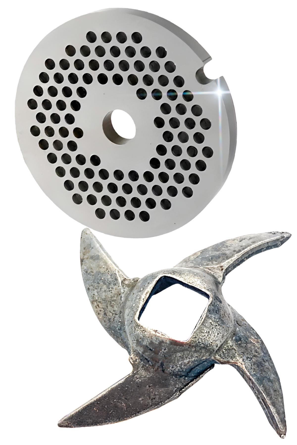 Комплект для ручной мясорубки BRS нож односторонний Диво/сетка мелкая 55 мм (549698196)