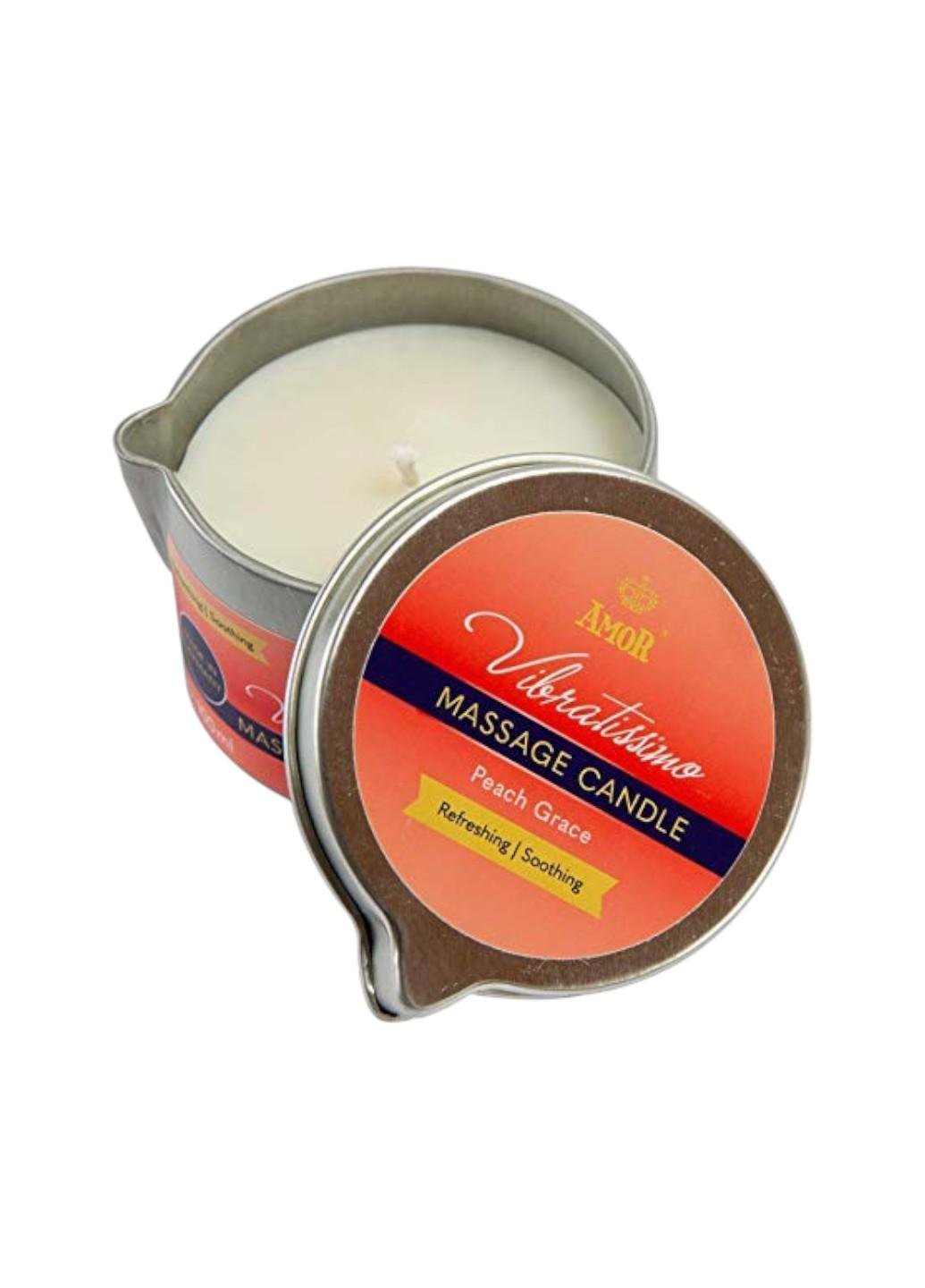 Массажная свеча для расслабления AmoR Vibratissimo увлажняющая с ароматом персика 50 мл