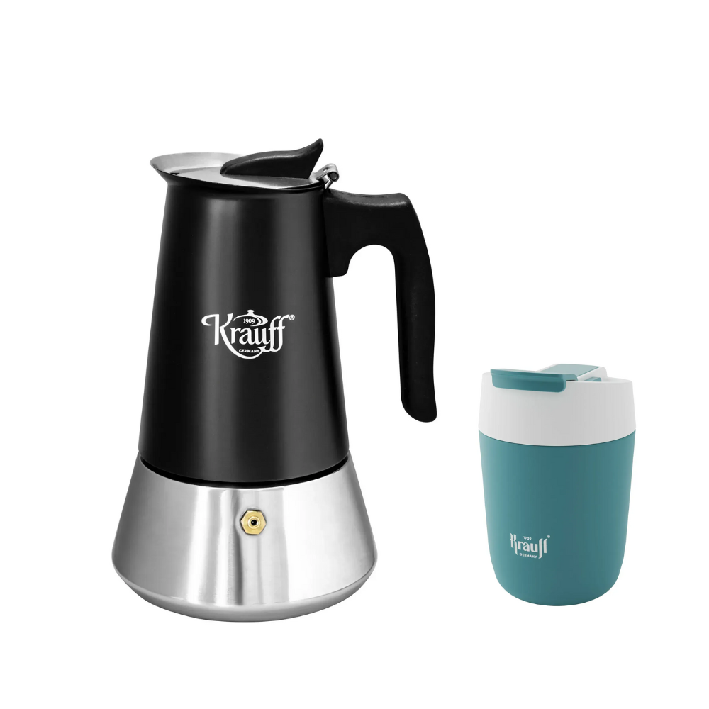 Кофеварка гейзерная Krauff Geysir 300 мл с термокружкой 380 мл (28286) Кофеварка гейзерная Krauff Geysir 300 мл с термокружкой 380 мл (28286)
