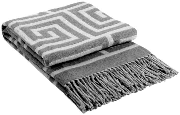 Плед шерстяной жаккардовый Vladi Лабиринт 140х200 см полуторный Белый/Серый (2000024826)