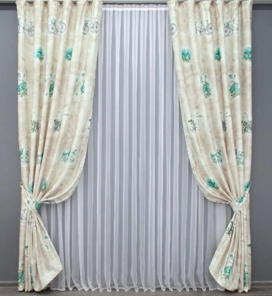 Комплект штор в вітальню/спальню Прованс 1,5х2,7 м 2 шт. Різнокольоровий (1327ш)