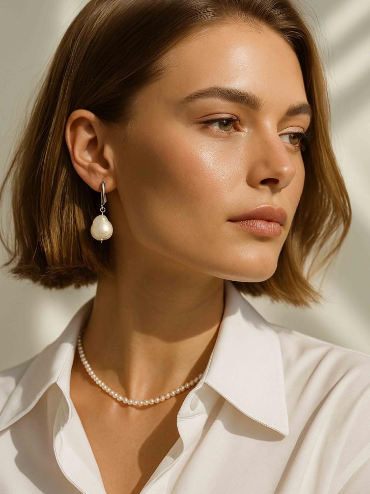 Серьги с натуральной жемчужиной (5166)