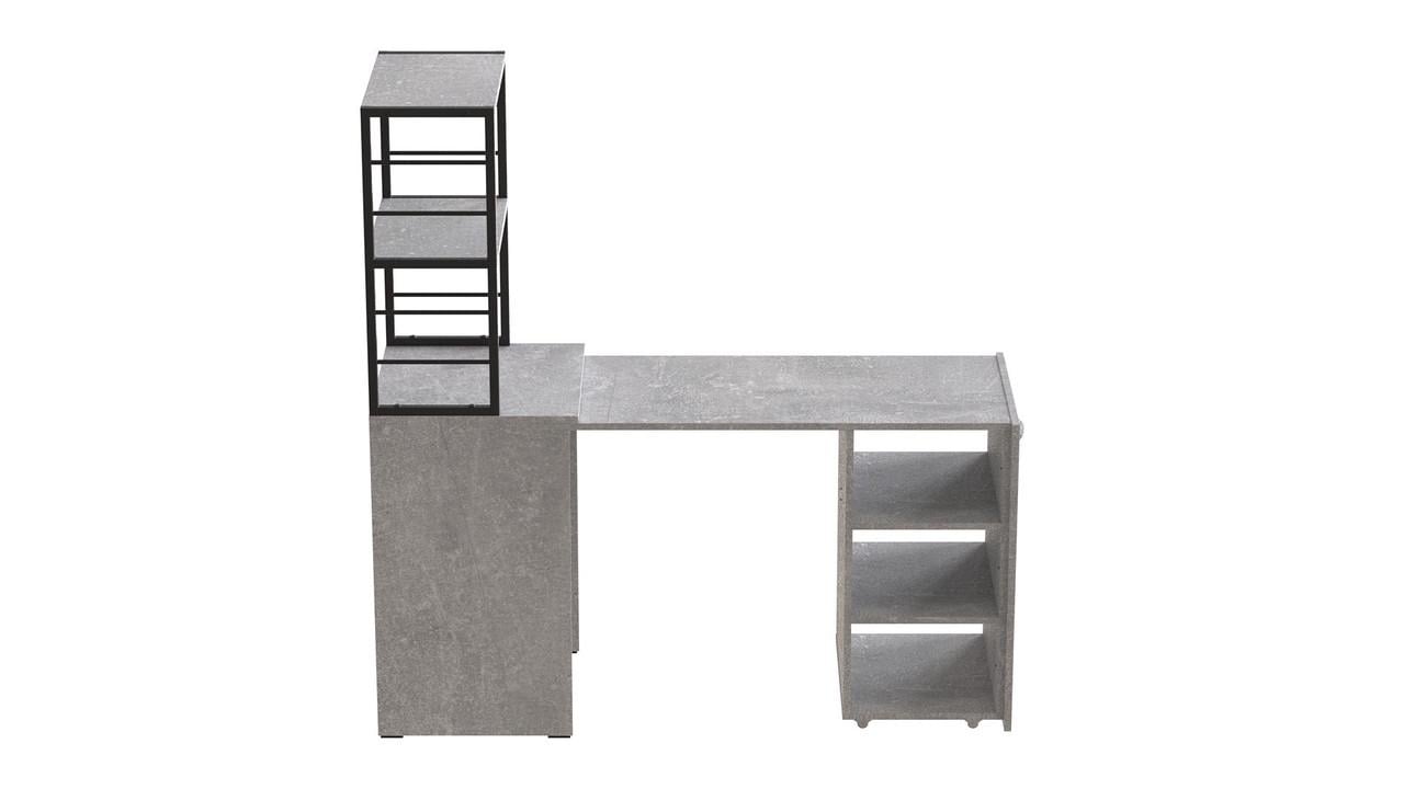 Стіл-тумба трансформер Ferrum-decor Смарт 4/1 з етажеркою метал/ДСП 16 мм 1430x1450x500 мм Чорний/Бетон (FRD-105129) - фото 6 Стіл-тумба трансформер Ferrum-decor Смарт 4/1 з етажеркою метал/ДСП 16 мм 1430x1450x500 мм Чорний/Бетон (FRD-105129) - фото 6