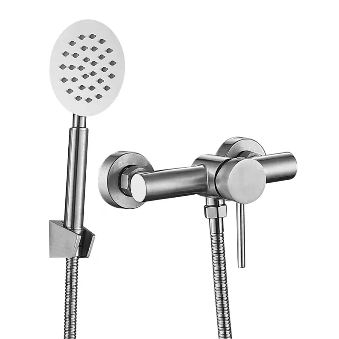 Смеситель для душа Wezer EKO5-01 с душевым гарнитуром Сатин (EKO5-01) Смеситель для душа Wezer EKO5-01 с душевым гарнитуром Сатин (EKO5-01)