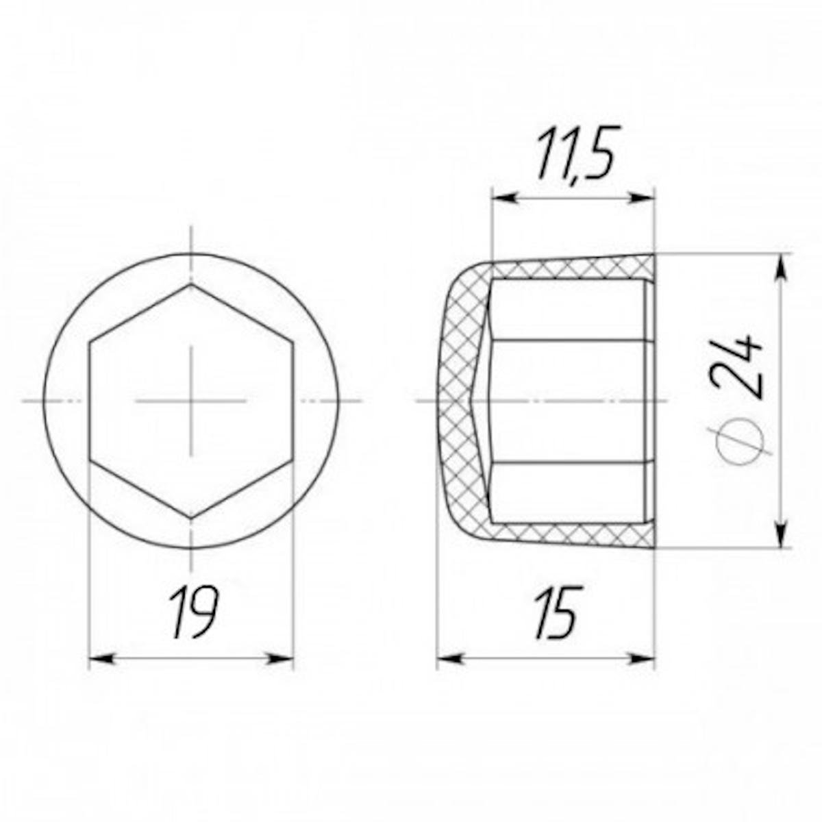 ᐉ Заглушка Steelfix М12 на болт/гайку під ключ S19 плоская Черный ...