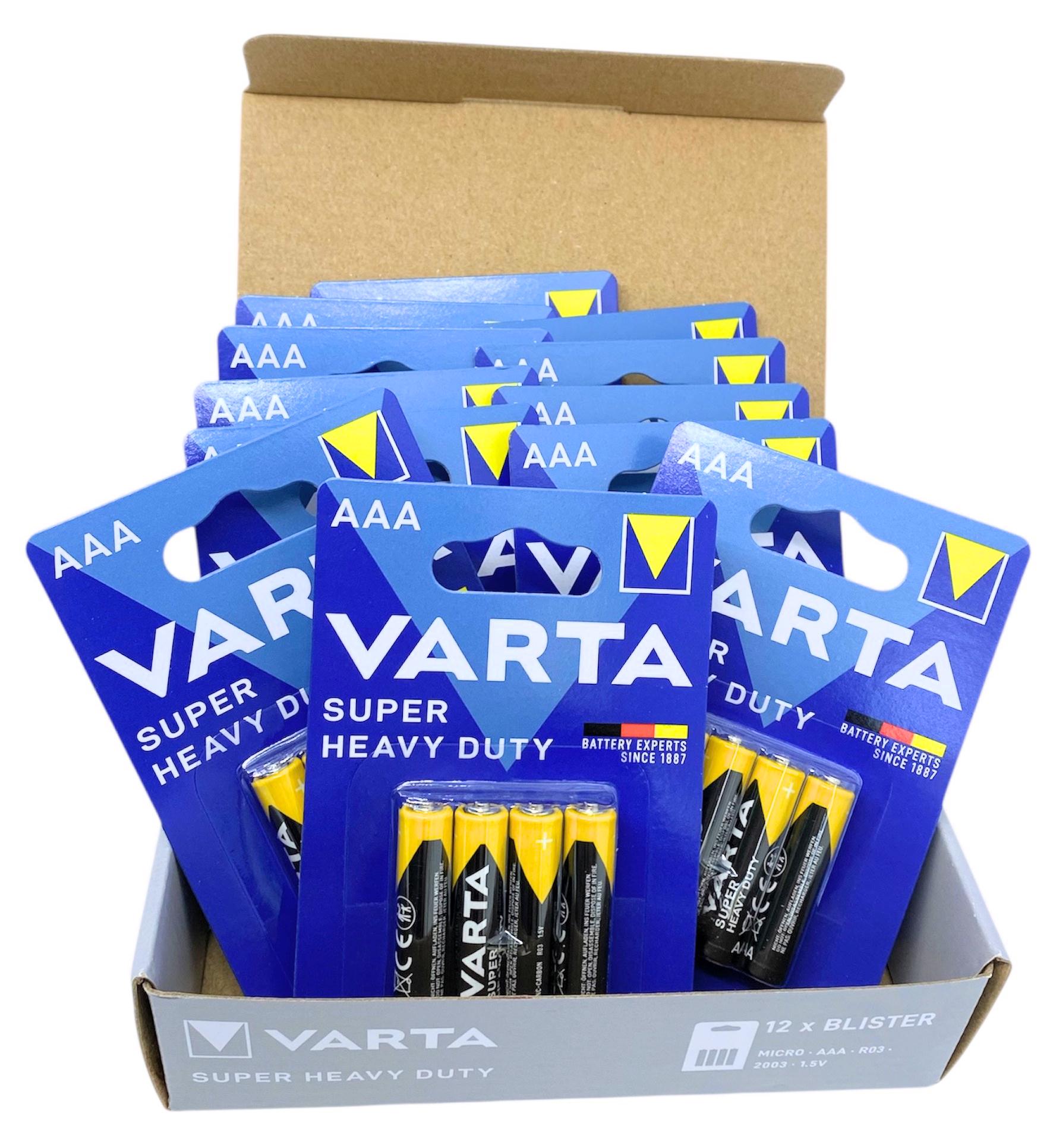Батарейка VARTA Super Heavy Duty набор 48 шт. пальчиковые мини ААА R03 1.5 V солевая упаковка zinc carbon