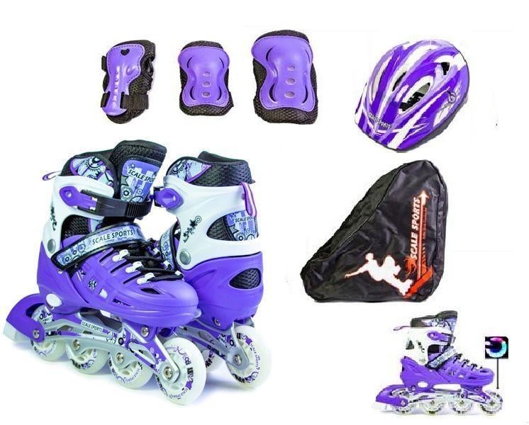 Комплект детских роликов Scale Sports защита + шлем + сумка р. 34-38 Фиолетовый