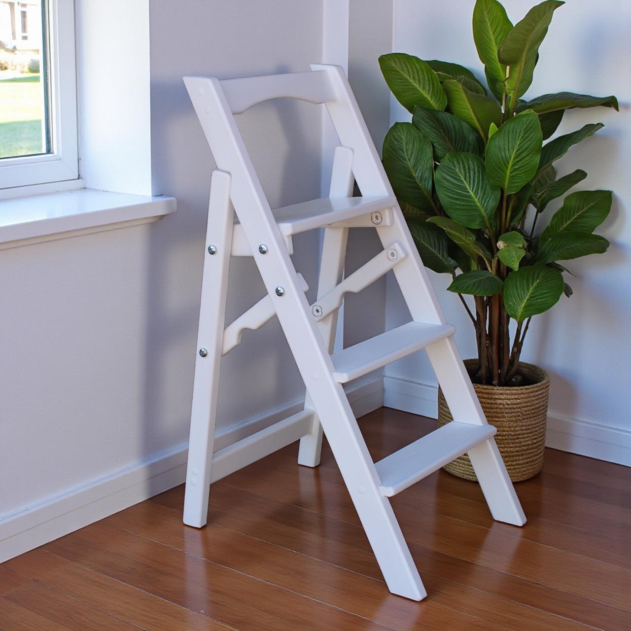 Стремянка-лестница деревянная Студія Дерева Вільха ТС бытовая 3 ступеньки Белый (31002864)