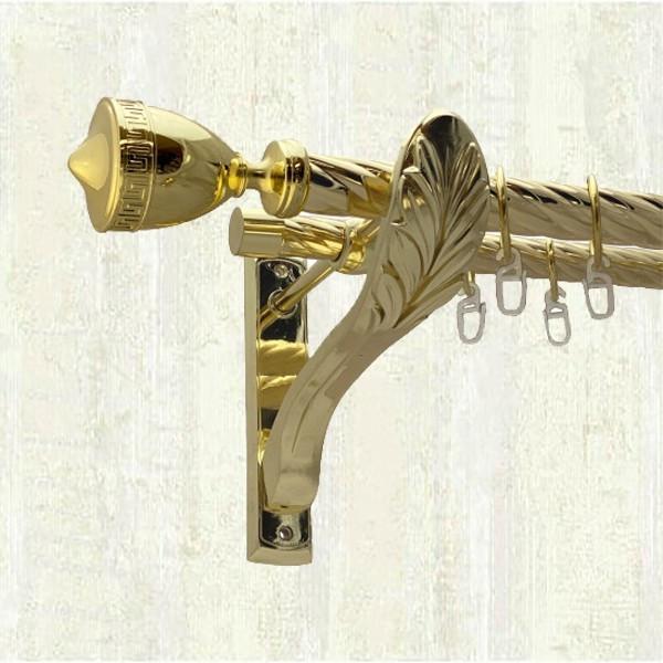 Карниз для штор Orvit Афина крученая двухрядный 25/19 мм ретро 240 см Золото (000-6067)