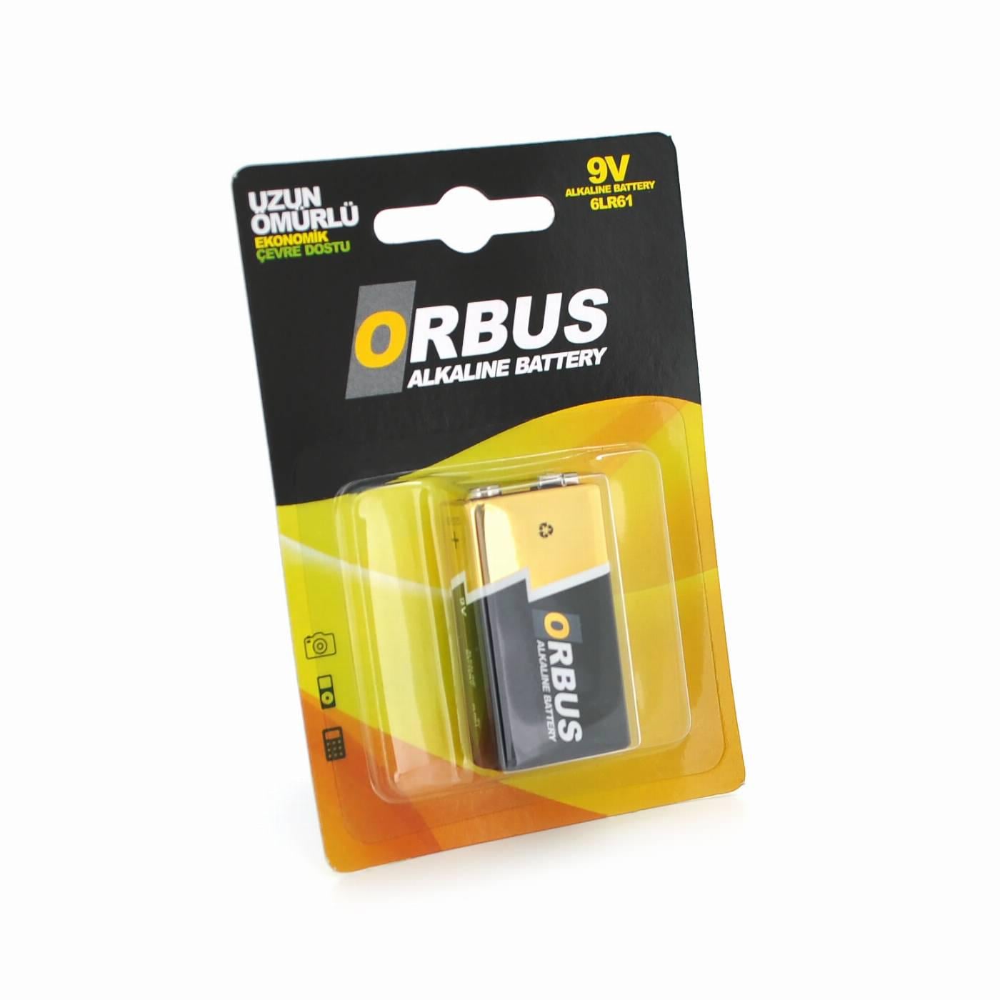 Батарейка лужна Orbus 9V/6LR61 крона у блістері 1 шт. (31333)