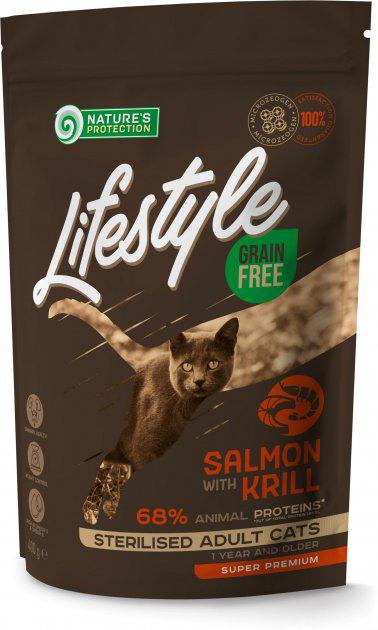 Корм сухий Lifestyle Grain Free Salmon with krill Sterilised Cat беззерновий для стерилізованих дорослих котів з лососем 400 г