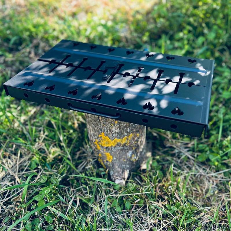 Мангал-чемодан металлический на 6 шампуров 2 мм с огнеупорной окраской и 2 уровнями высоты Черный