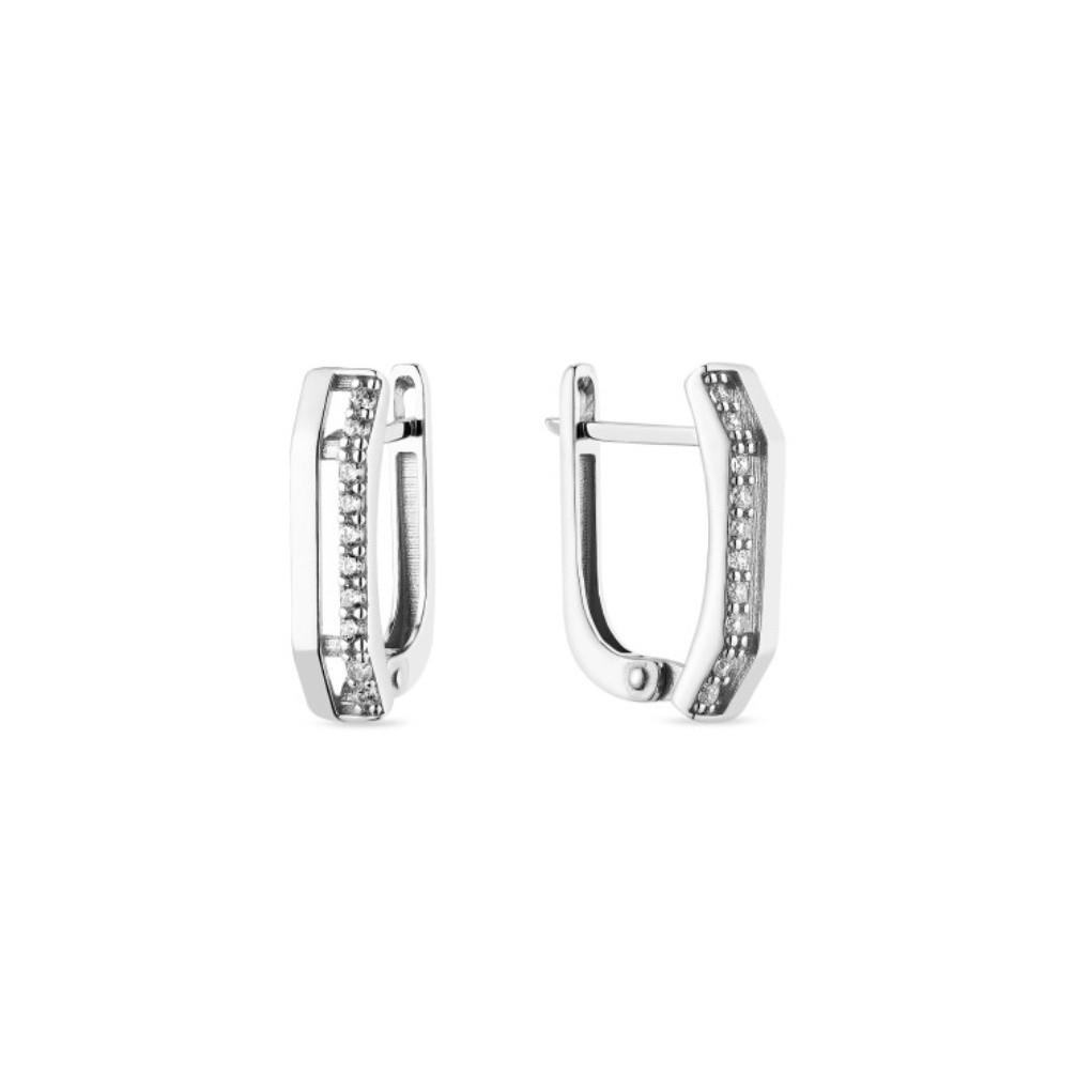 Серьги дорожка в белых камнях серебро 925 пробы родированное 1,70 г (1685с)