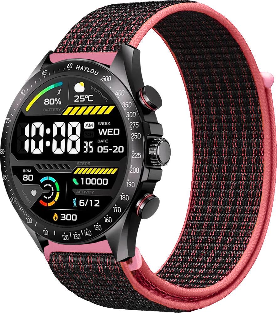 Ремешок нейлоновый Sport Loop для Haylou Solar Pro LS18 Black/Pink (40849-51)
