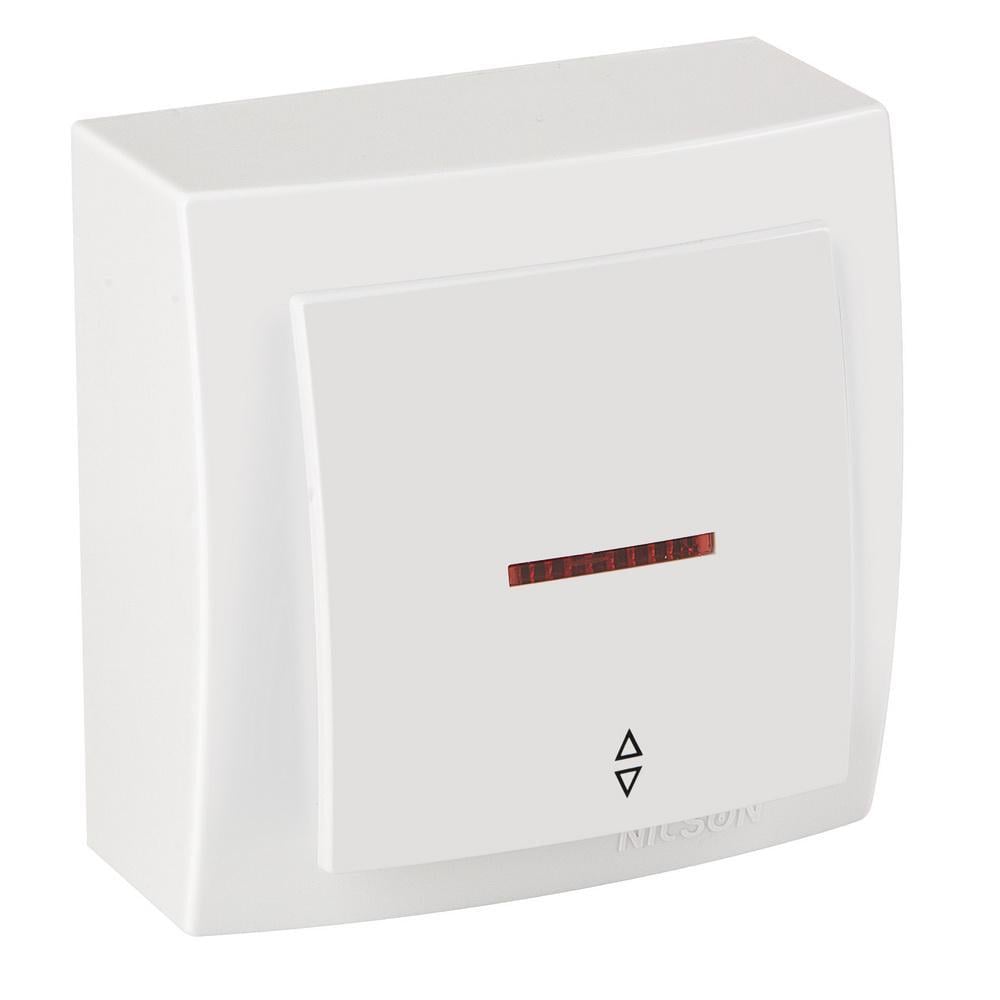 Вимикач одноклавішний Nilson Themis прохідний з підсвіткою Білий (26111008)