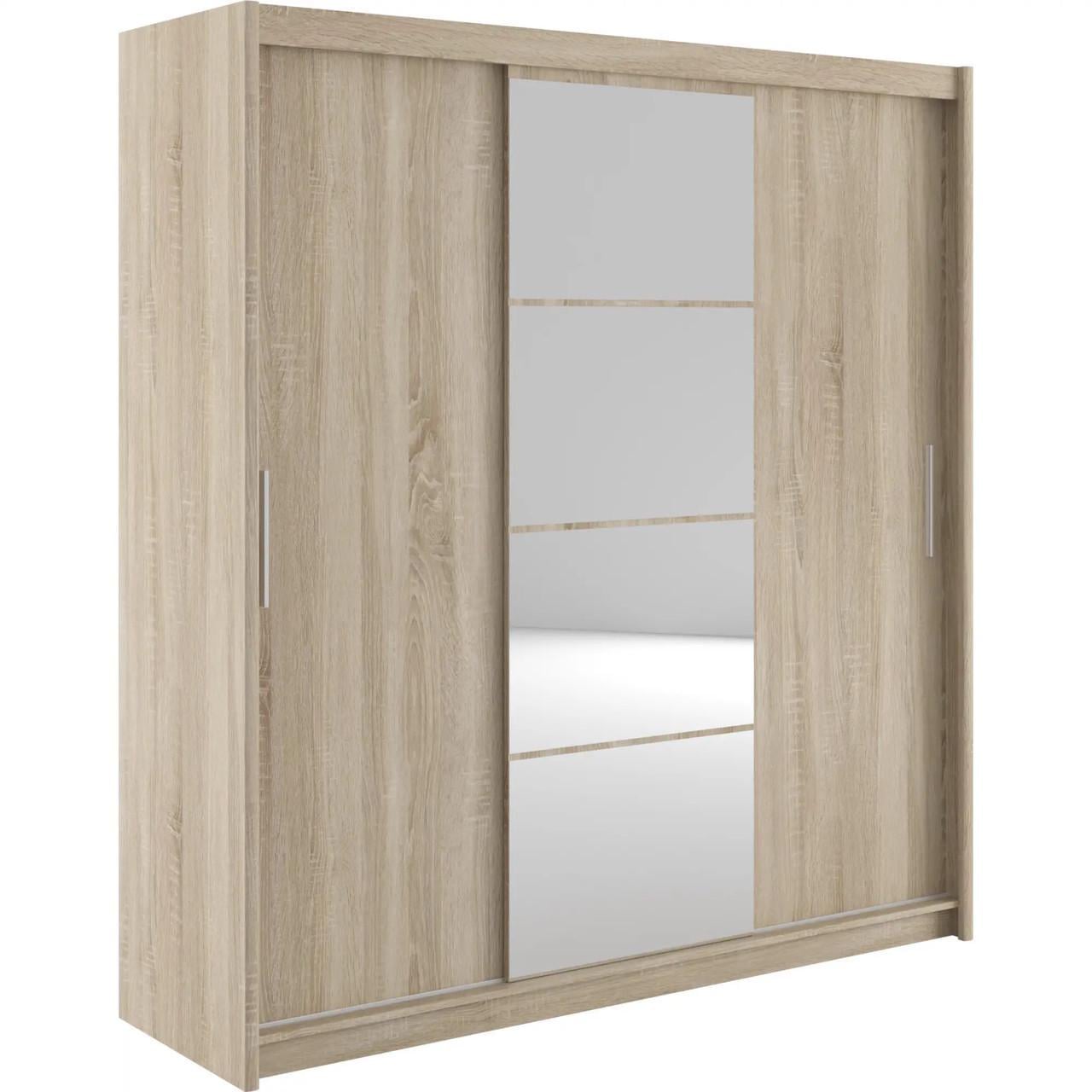 Шафа-купе трьохдверна з дзеркалом Gerbor Маріо 200 Дуб Сонома (GRB-1881)