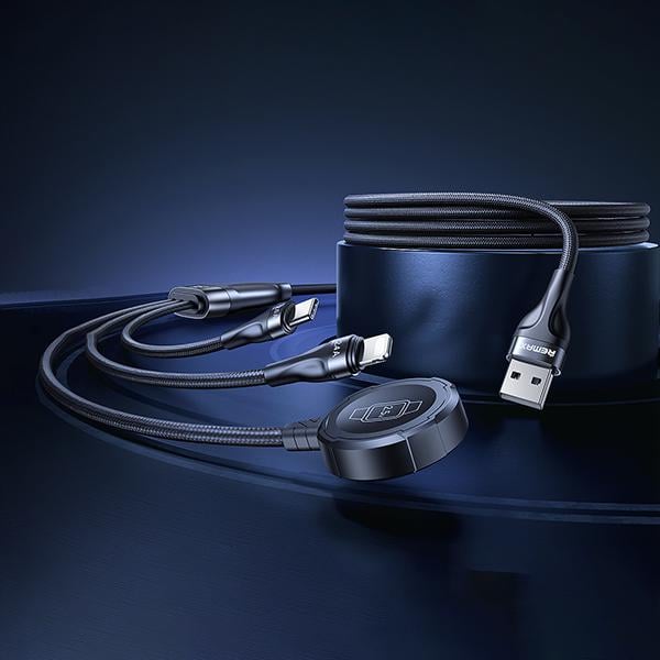 Кабель для зарядки 3в1 REMAX RC-C169 USB-A-Type-c+Lightning+Wireless Charge 1,2 м Черный - фото 3 Кабель для зарядки 3в1 REMAX RC-C169 USB-A-Type-c+Lightning+Wireless Charge 1,2 м Черный - фото 3